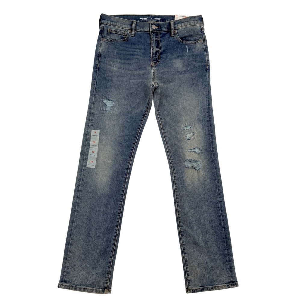 Old Navy Karate Slim Built-In Tough Distressed Jeans Adjustable Kids Size 18